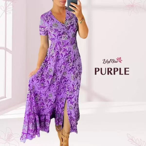 🔥 Printemps 2026 Nouveautés 🔥Robe à motif floral et décolleté en V
