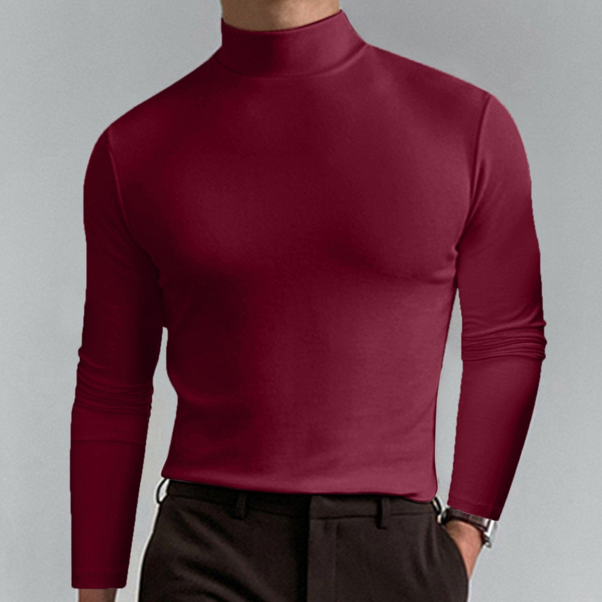 Un sous-vêtement indispensable pour l'automne et l'hiver 🔥 T-shirt slim à manches longues et col haut pour homme