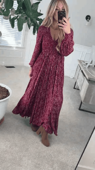 đ
49 % de rĂ©duction đ Robe longue doublĂ©e Ă taille smockĂ©e en rayonne Ă fleurs pour femme