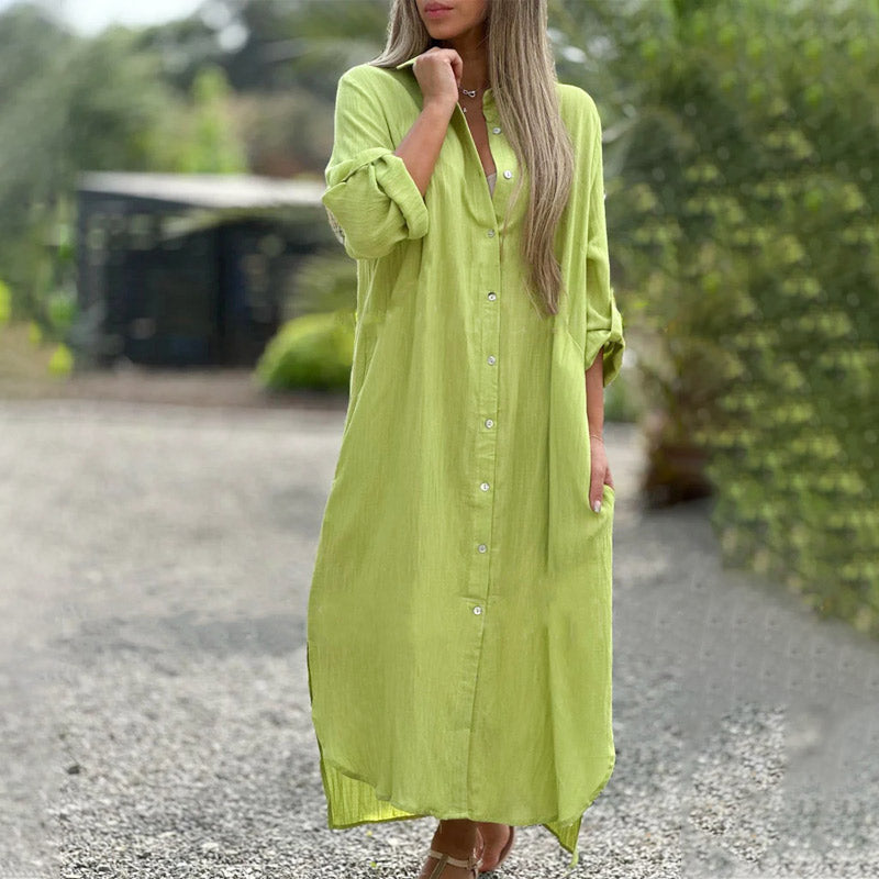 Robe de chemise à manches longues à manches longues