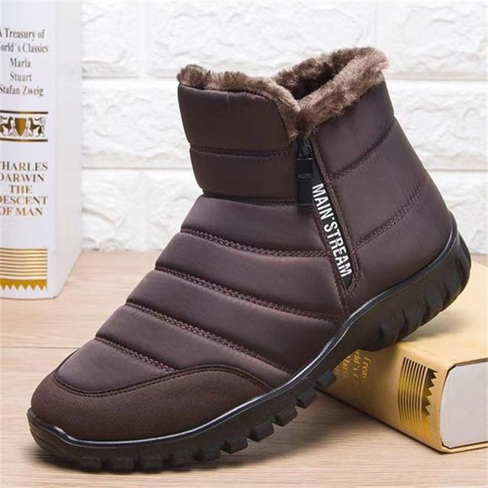 Bottes de neige à la cheville imperméables en coton chaud avec fermeture éclair