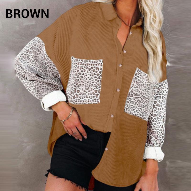 Veste Décontractée à Boutons avec Imprimé Léopard pour Femme