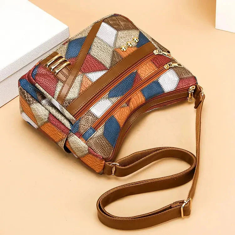👜Nouveau Sac à Bandoulière Multicolore en Cuir Souple PU à La Mode