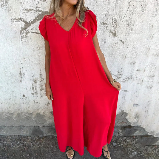 🔥Printemps 52% de réduction✨Combinaison à col en V et imprimé léopard pour femme