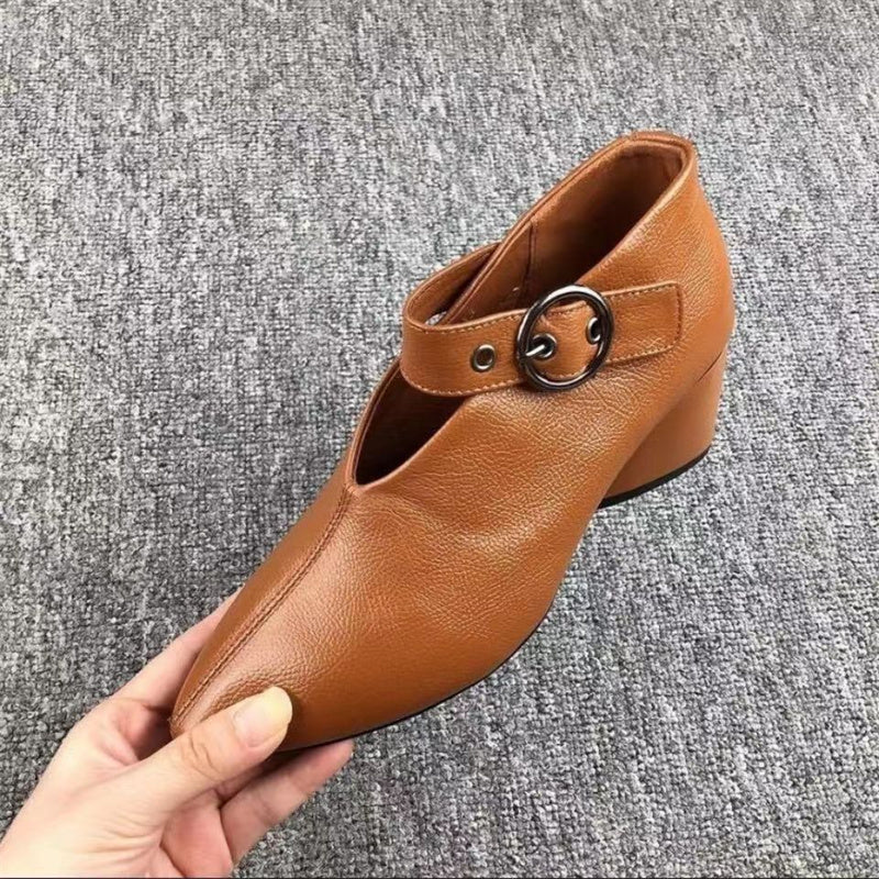 Chaussures à Talon Chunky et Bout Pointu pour Femmes