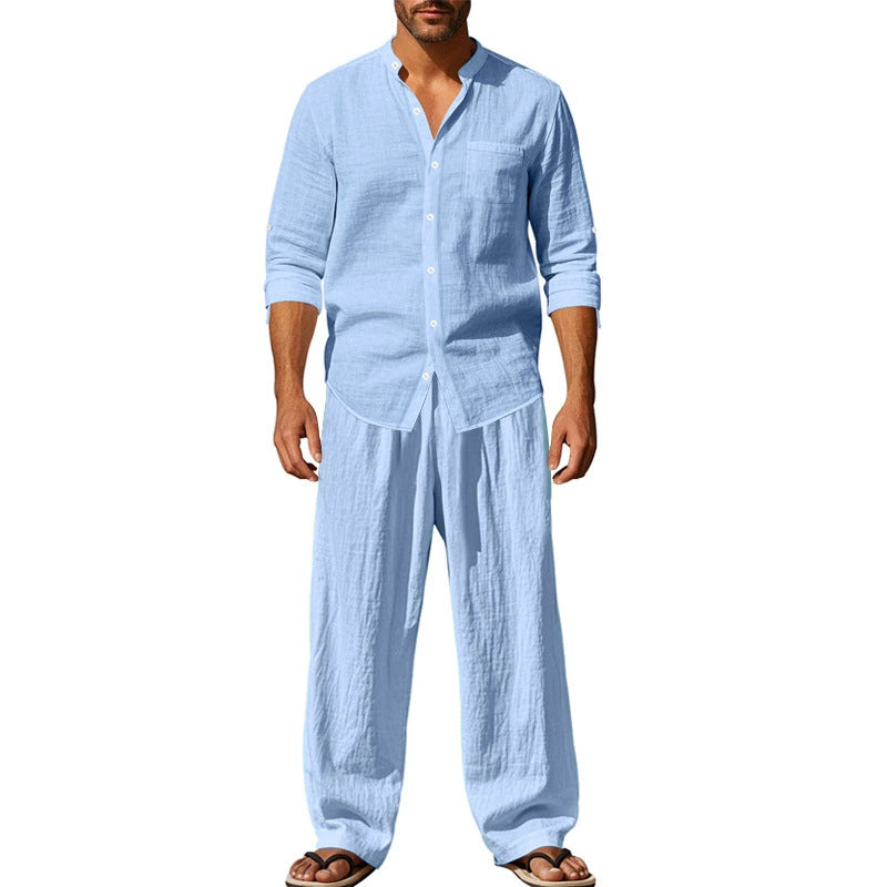 📢📢40 % DE RÉDUCTION !! ⏰Ensemble chemise et pantalon pour homme – Style décontracté, lin respirant, coupe ample