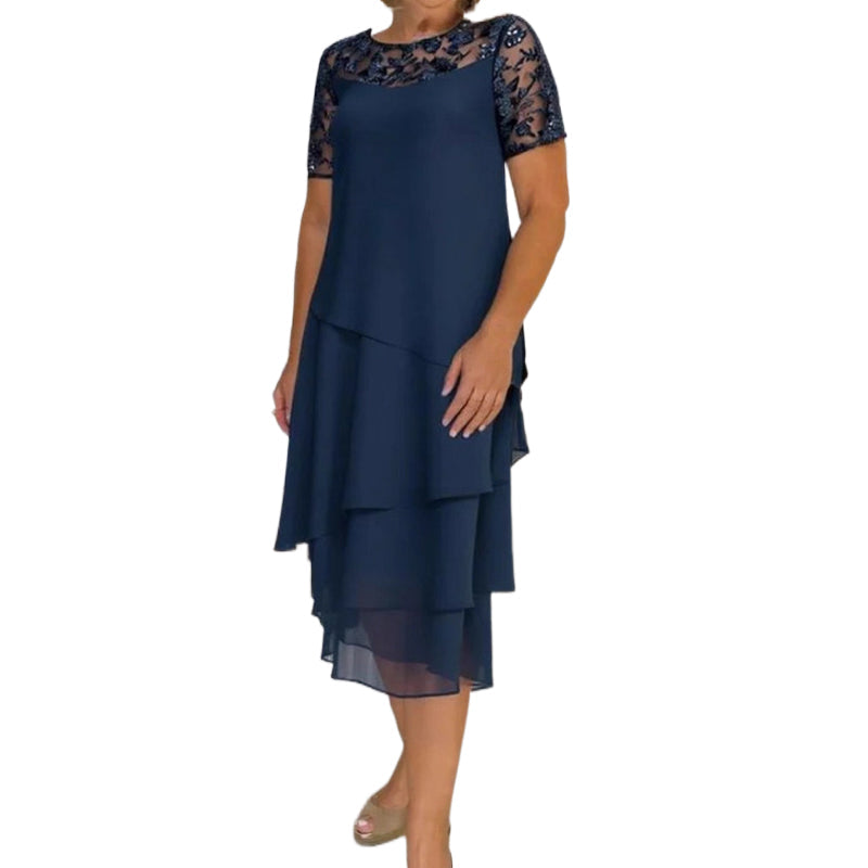 ⏳Spécial à durée limitée⏰Robe midi A-line en maille superposée👗