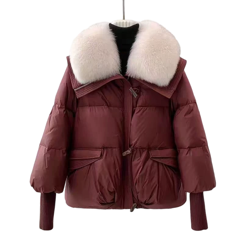 đ Vente flash 50 % de rĂ©duction ⥠Doudoune courte Ă©lĂ©gante pour femme avec col moelleux