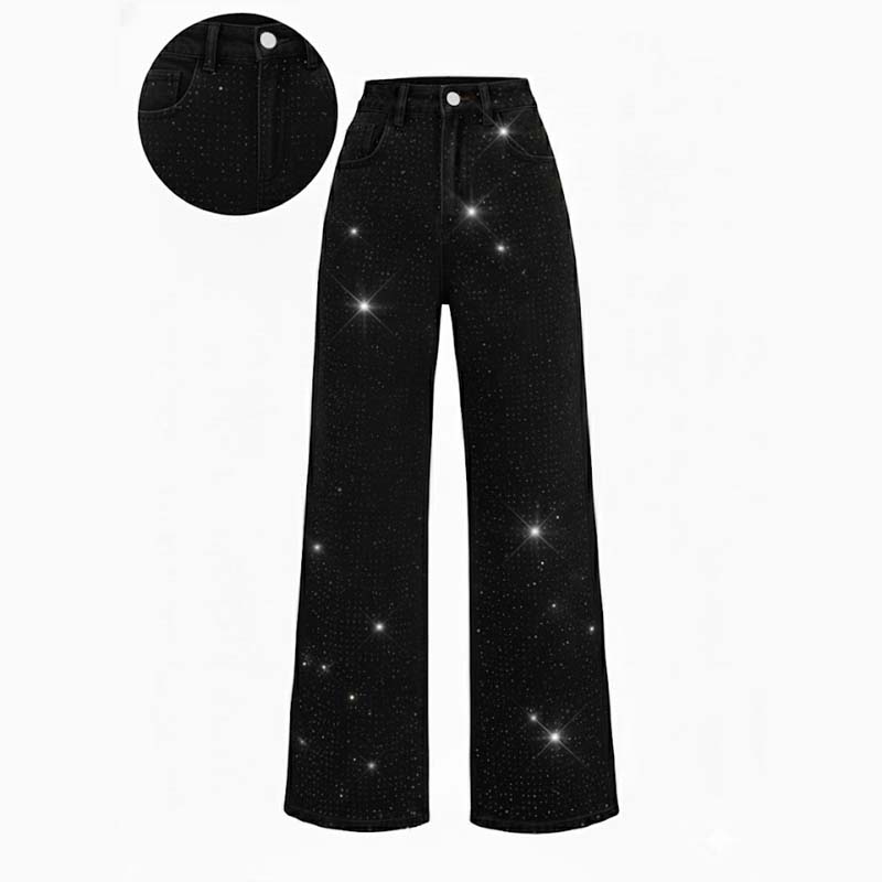Jeans élégants pour femmes, ornés de strass