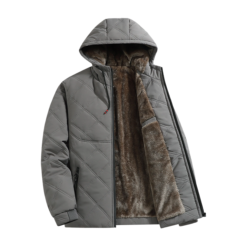 Veste d’hiver à capuche doublée en peluche pour homme