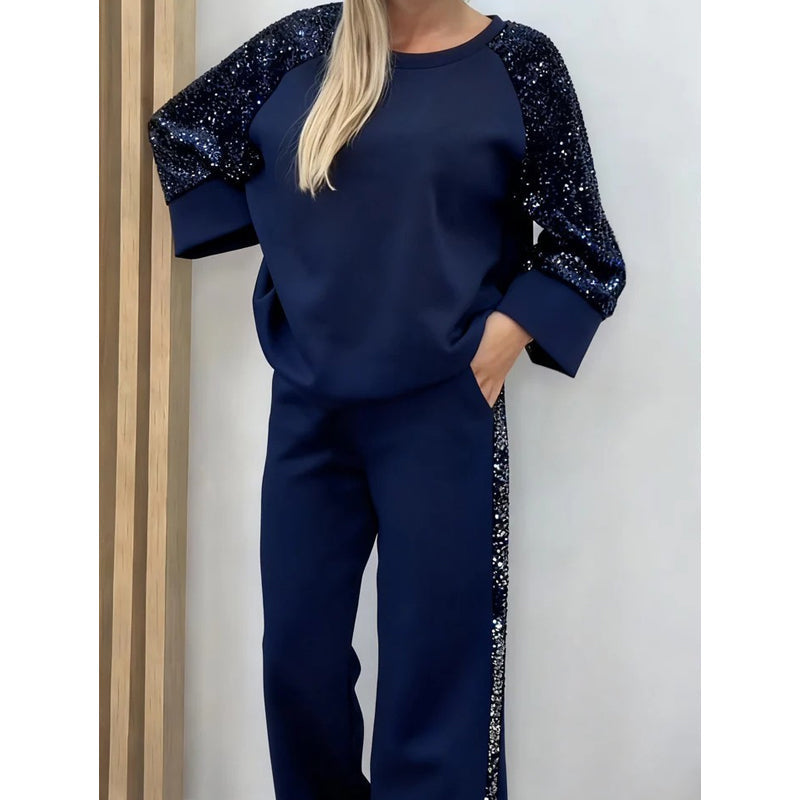 ⏳50 % de réduction pour une durée limitée💓Ensemble sweat-shirt et pantalon à paillettes pour femme
