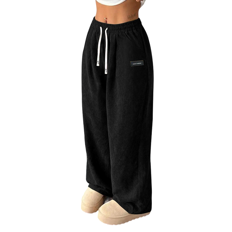 âšđPantalon large en velours cĂŽtelĂ© pour femme avec cordon de serrageđ„