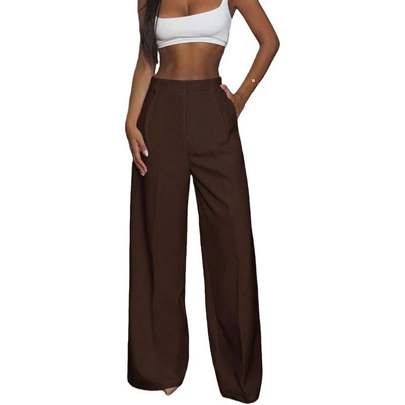 Pantalon taille haute à jambes larges pour femme