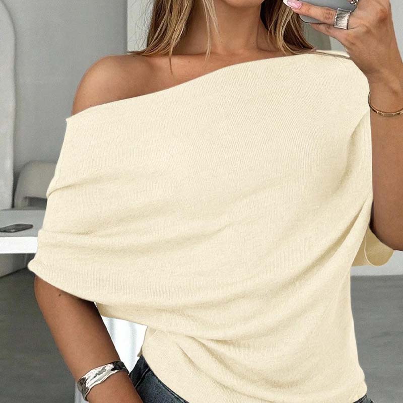 ✨Haut asymétrique à épaules dénudées et manches chauve-souris pour femme💞