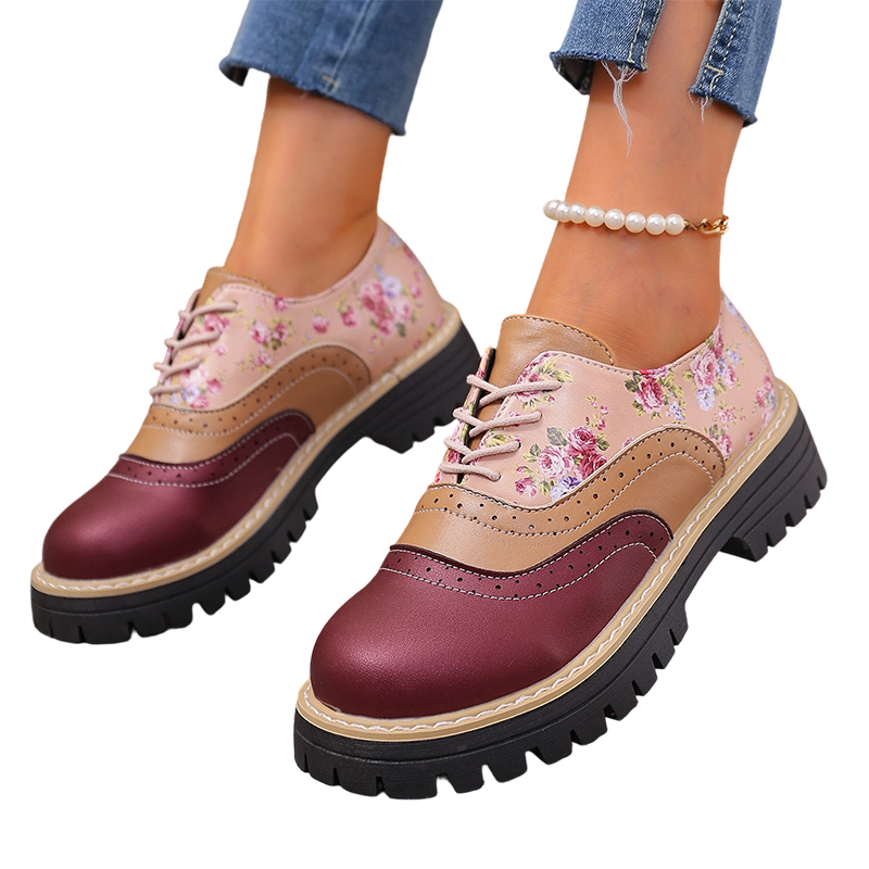 Chaussures à semelles compensées à motif floral pour femme