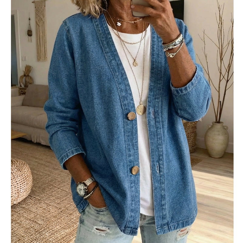 📢📢60 % DE RÉDUCTION !!!⏰Veste en jean classique à boutons pour femme