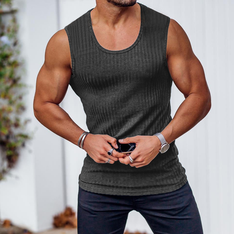 đ PROMO LIMITĂE 50% DE RĂDUCTION ! đ DĂ©bardeur Homme Slim en Maille CĂŽtelĂ©e â Respirant, Coupe AthlĂ©tique & Ăpaules Larges âš