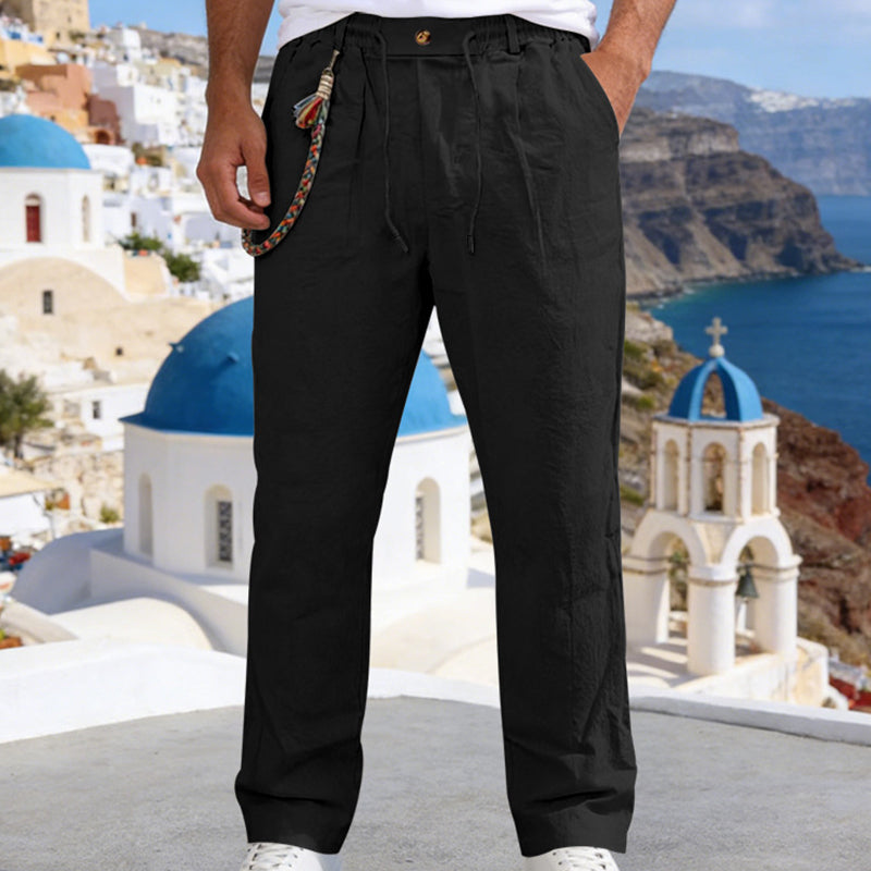 💥✨Offre spéciale à durée limitée : 50 % de réduction🌞 Pantalon à cordon de serrage en lin mélangé, style bohème chic 🌊
