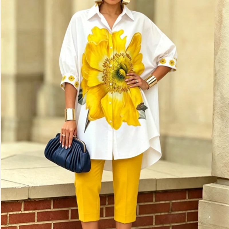 Ensemble deux pièces à imprimé floral pour femme