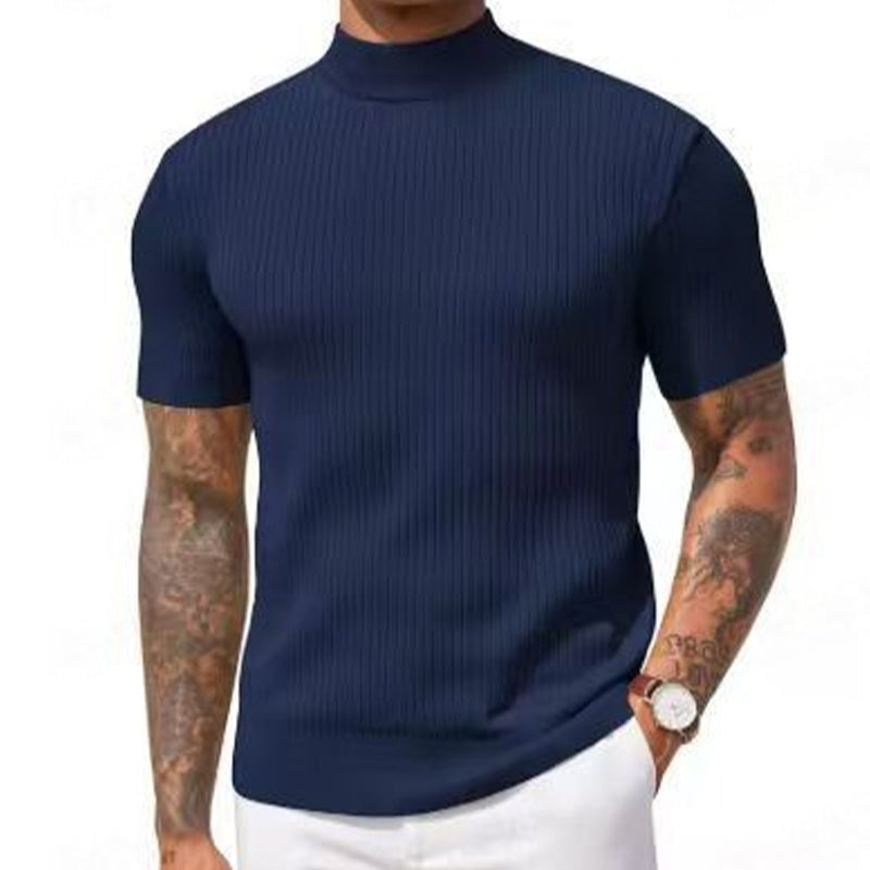 đ 50 % DE RĂDUCTION POUR UNE DURĂE LIMITĂE ! âš T-shirt slim Ă col montant pour homme â En jersey cĂŽtelĂ©, manches courtes, 6 coloris đ