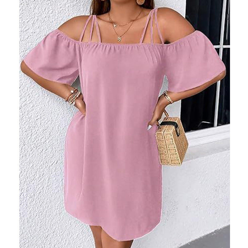 🔥Superbe affaire👗 Robe élégante unie pour femme