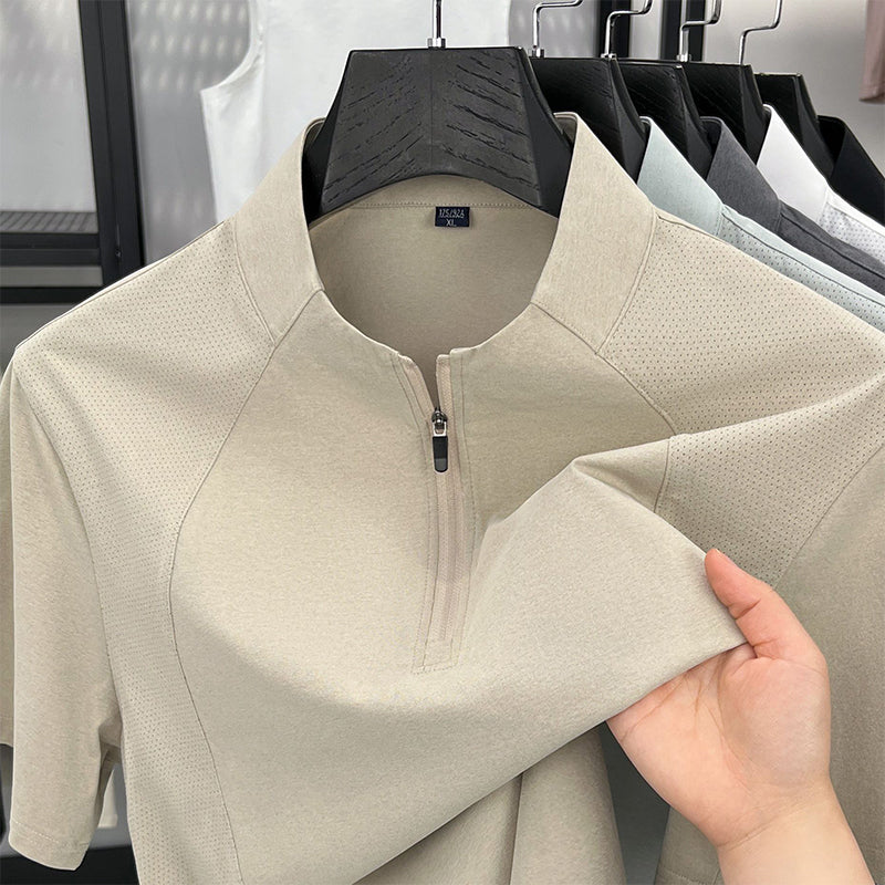 T-shirt de sport à demi-fermeture éclair à séchage rapide pour homme