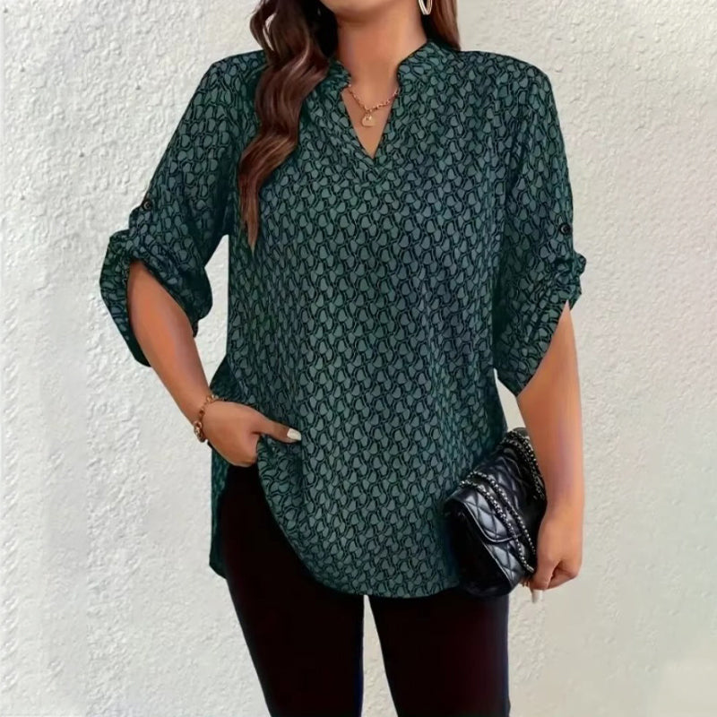 📢📢50% OFF !! ⏰Women's Geometric Print V-Neck Blouse