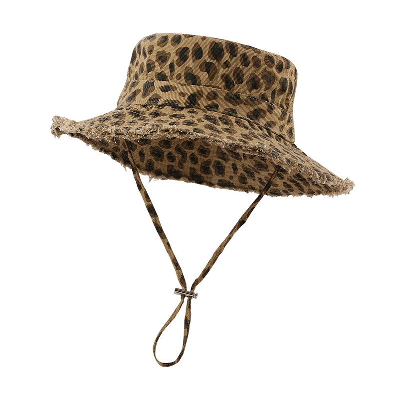 Chapeau de pêche à imprimé léopard pour femmes, avec protection solaire