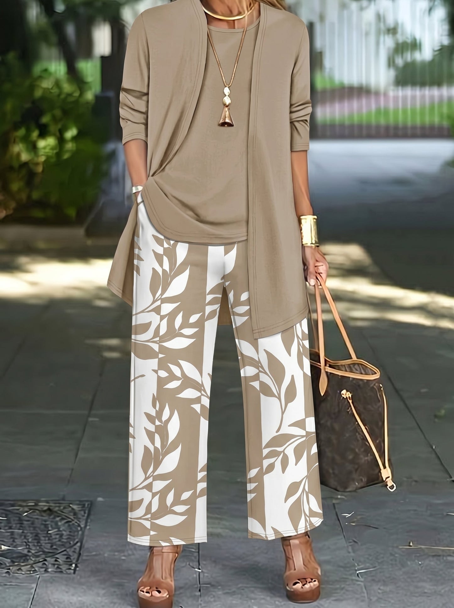 Ensemble Femme Imprimé Fleuri - Haut Manches Longues et Pantalon