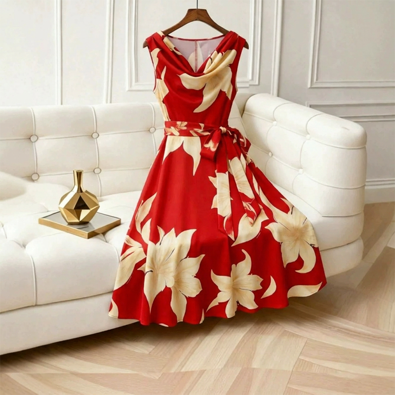 👗 50% DE RÉDUCTION 🌸 Robe sans manches à imprimé floral pour femme – Fluide, légère & coupe évasée – Parfaite pour l’été, la plage ou les journées décontractées – romantique et facile à porter ☀️
