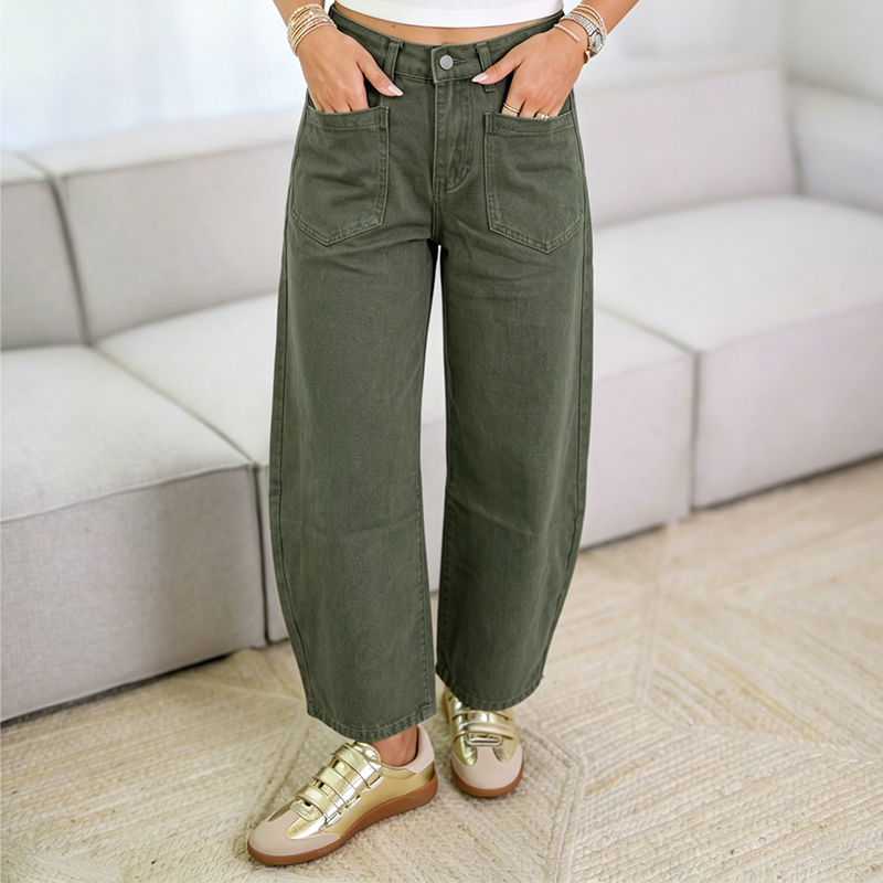 Pantalon taille haute à jambes larges pour femme