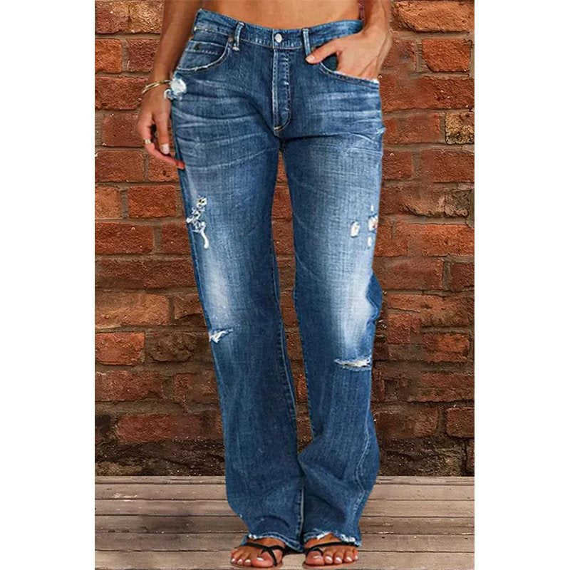 👖 PROMO LIMITÉE 50% DE RÉDUCTION ! 💥 Jean Femme Slim Évasé Déchiré – Distressed, Taille Haute, Lavage Vintage ✨