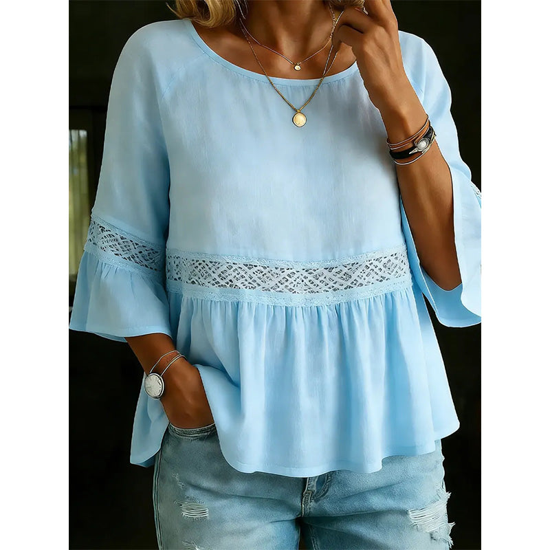 ⏳ Dernière heure – -50% se termine ! Blouse à volants et à basques pour femme