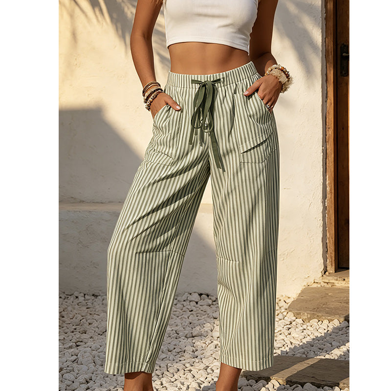 Pantalon de détente court à rayures pour femme
