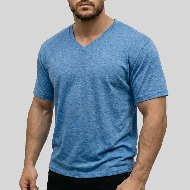 👕 PROMOTION LIMITÉE -50% ! 💥 T-shirt col V classique décontracté pour homme – Coupe athlétique, respirant, conservation de la forme ✨