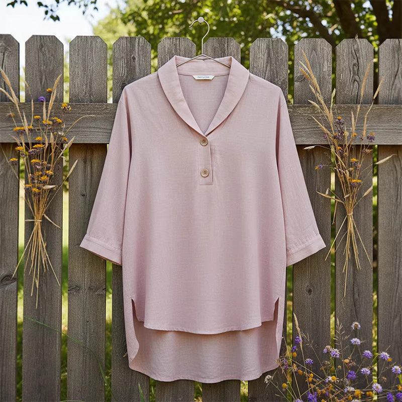⌛Offre à durée limitée : Chemisier à col châle et boutons sur le devant pour femme