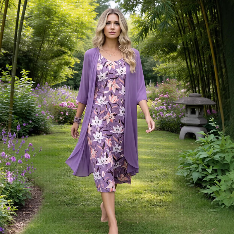 Robe midi à motifs floraux pour femme