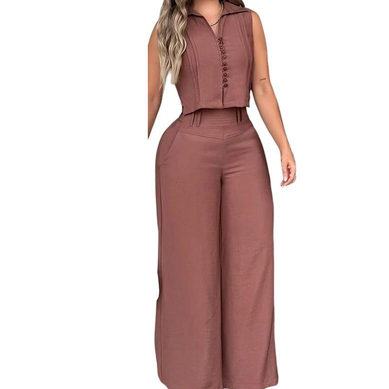 👗 50% DE RÉDUCTION 🌸 Ensemble 2 pièces femme – Top sans manches & pantalon fluide – Coupe légère, look chic & décontracté – idéal pour l’été ou les voyages – confortable et stylé ☀️👖✨