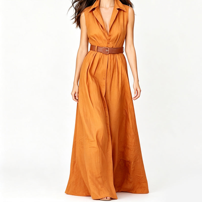 Robe chemise cintrée à la taille