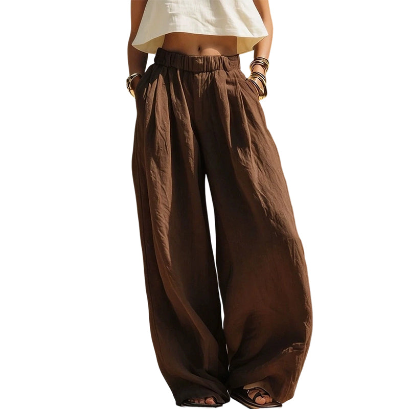 Pantalon décontracté pour femme, coupe ample et jambes larges