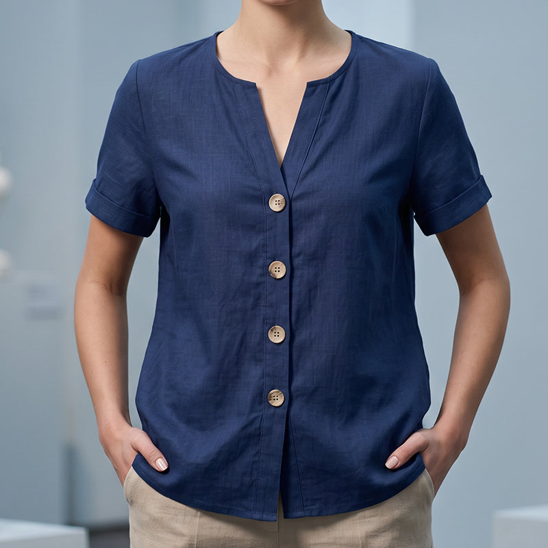 Haut d'été décontracté à col en V pour femme