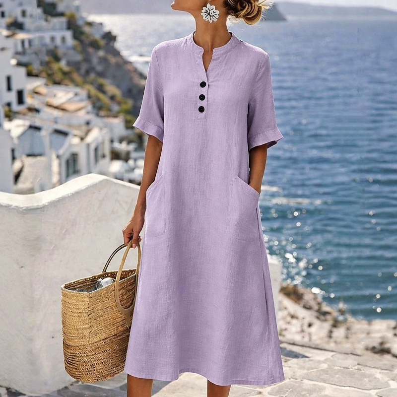 Robe d'été décontractée à boutons pour femme