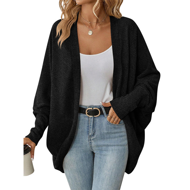Cardigan en maille loose pour femme, manches chauve-souris