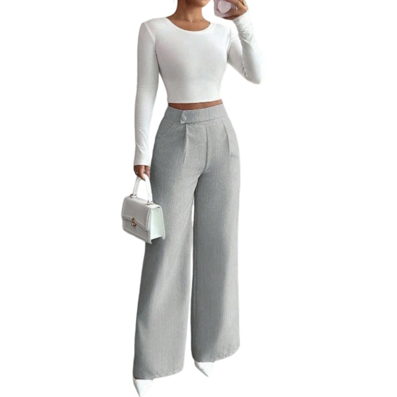 Pantalon large élégant à taille haute pour femme