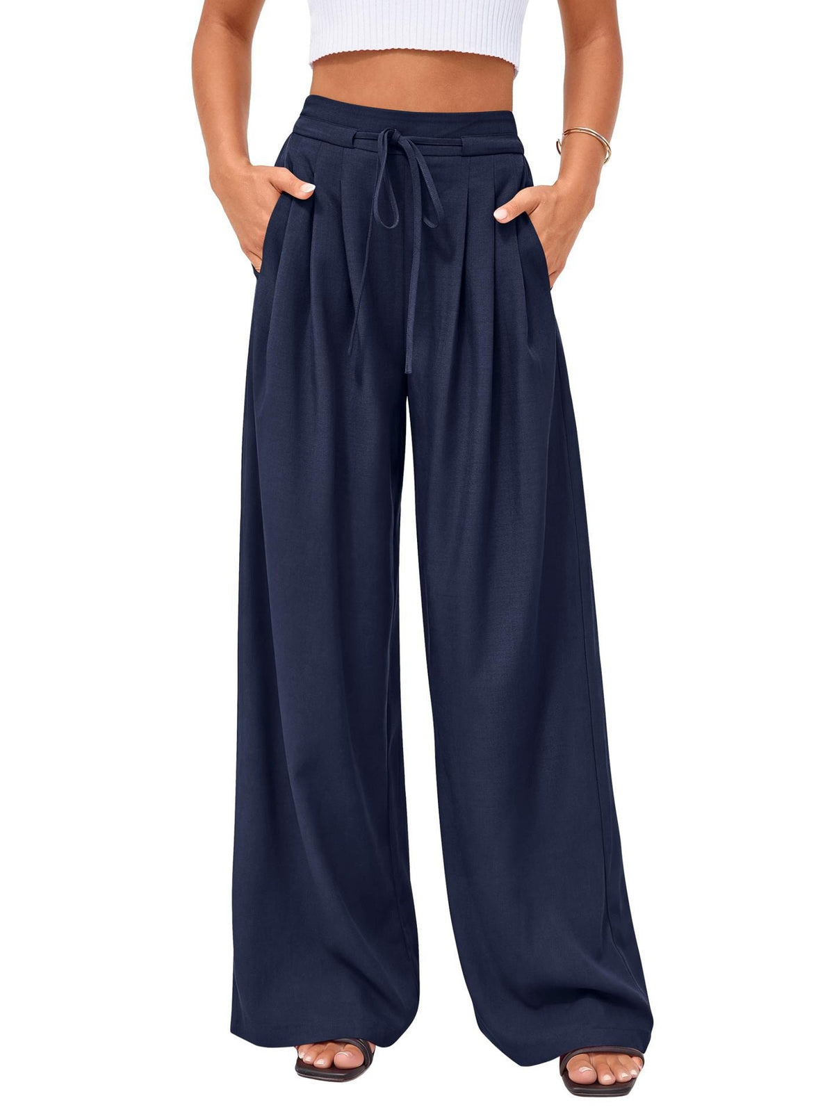 🌸 OFFRE LIMITÉE –50% ! ✨ Pantalon large plissé fluide décontracté pour femme
