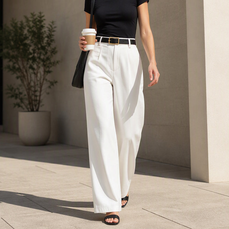 Pantalon de costume ample à jambes larges pour femme