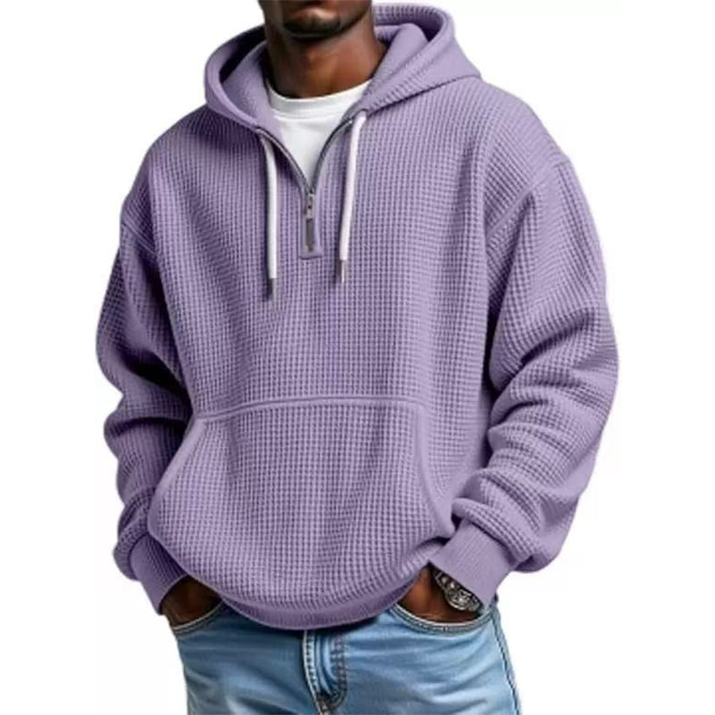 Sweat à capuche en maille à demi-zip pour homme