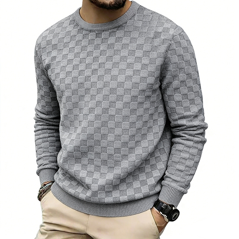 Sweat à col rond pour homme avec imprimé damier