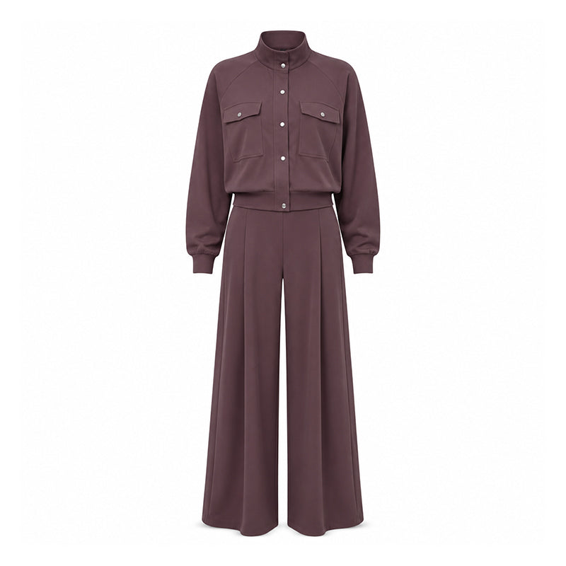 Ensemble 2 pièces pour femme : veste élégante et pantalon à jambes larges