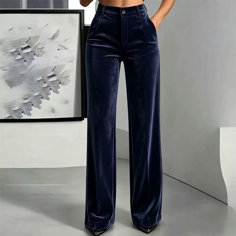 🌸 OFFRE LIMITÉE –50% ! ✨ Pantalon taille haute large en velours pour femme